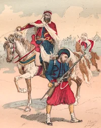 El ejército francés bajo el reinado de Luis Felipe de 1830 a 1848 - Zouave y Spahi - Grabado de 1882 en “Histoire de dix ans: 1830-1840” Louis-Blanc (1811-1882)