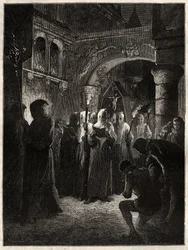 El Rey de Francia Enrique III (1551-1589) en traje de penitente blanco - Procesión de la Cofradía instituida por el Rey 23/03/1585