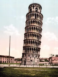La Torre Inclinada de Pisa. Grabado de finales del siglo XIX