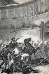 La masacre de Tesalónica en 390 (grabado 1884)