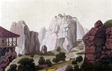 Los Meteoros en Grecia en 1810. en “El traje antiguo y moderno” de Jules Ferrario, ed. Milán
