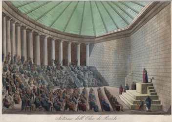 El Odeón de Atenas o Odeón de Pericles en Atenas - grabado de "Usi e Costumi di Tutti i Popoli dell