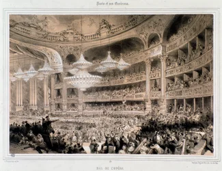 El Baile de la Ópera en París. Grabado del siglo XIX Colección Privada