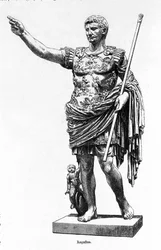 El emperador romano Augusto (Octavio) (63 a.C. - 14). Grabado del siglo XIX.