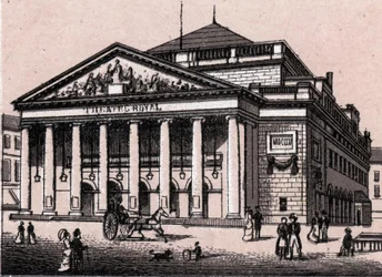 El Teatro Real en Bruselas, Bélgica en "El mundo ilustra 168 vistas" Sin fecha (finales del siglo XIX)