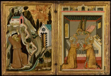 La estigmatización de San Francisco,y Ángel Coronando a las Santas Cecilia y Valeriana