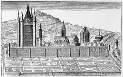 La Torre del Templo, de una impresión de la topografía de París - grabado
