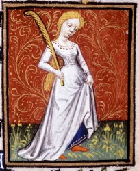 La Virgen. Miniatura de un horóscopo. Manuscrito del siglo XV. Bibl. Trivulziana, Milán.