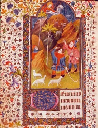 El anuncio a los pastores. Miniatura del Libro de Horas de Isabel de Castilla conocida como Isabel I la Católica (1451-1504) Siglo XV Sevilla, Biblioteca Colombina