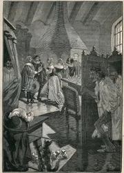 El arte del vidrio: los vidrieros. Grabado de 1885 en “Les arts et metiers illustres” de Adolphe Bitard.