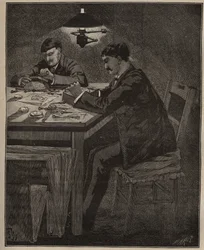 El arte de la lapidaria: grabado de concha camafeo. Grabado de 1885 en “Les arts et metiers illustres” de Adolphe BITARD.
