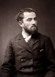 El artista Camille-Alfred Pabst fotografiado con motivo del Salón de París de 1881