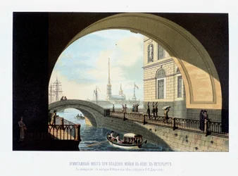 El puente del ermitaño: el Moika desemboca en el Neva. En El Emperador Alejandro I por Schilder