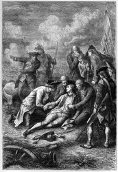 La muerte de James Wolfe (1727-1759) en las Llanuras de Abraham, Quebec