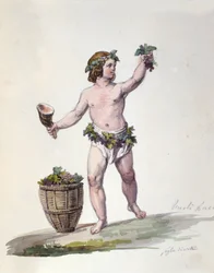 La divinidad Baco. Grabado de “Dizionario mitologico”