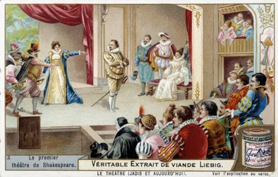 El primer teatro de Shakespeare en el siglo XVI - cromolitografía, finales del siglo XIX