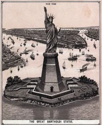 La gran estatua de Bartholdi en Nueva York, EE.UU. en “El mundo ilustrado 168 vistas” Sin fecha (finales del siglo XIX)