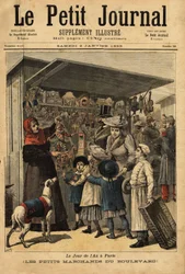 Los comerciantes y sus exhibiciones en el bulevar el día del año en París. Grabado en Le petit journal, 2/01/1892. Colección Selva