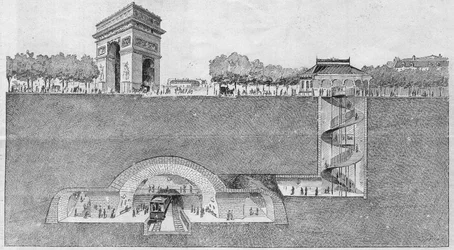La estación de metro "Etoile" en París. Grabado de 1895.