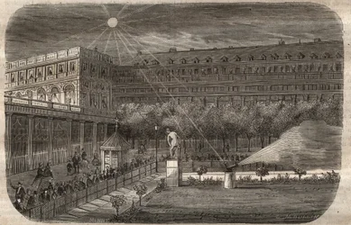 El cañón del mediodía (cañón solar) en el Palais Royal en París. Grabado de 1857 en “El Museo de las Ciencias”