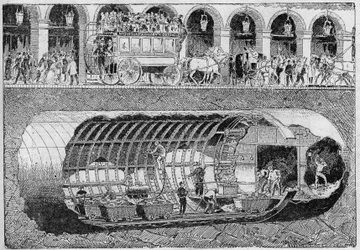 La perforación de la carretera bajo la calle de Rivoli en 1895