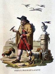 La peregrinación: un peregrino en el camino a Santiago de Compostela.