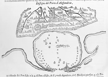 El puerto de Alejandría. Dibujo del siglo XVII