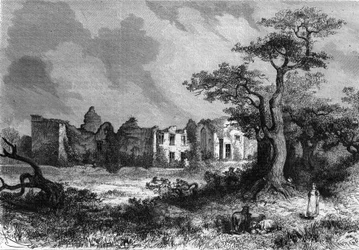 Las ruinas del Château de la Mailleraye cerca de Parthenay, departamento de Deux-Sèvres de la región de Poitou-Charentes. Grabado en “El Universo Ilustre”