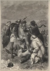 La calumnia perdona a Rothsay - ilustración del siglo XIX para la novela histórica 
