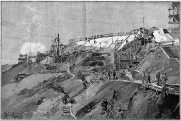 Las obras de soporte sur de Montmartre en París, en 1887.