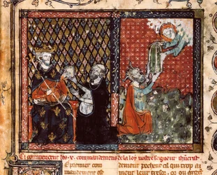 El monje traductor presenta su libro al rey Felipe III de Francia llamado el Atrevido (1270-1285)