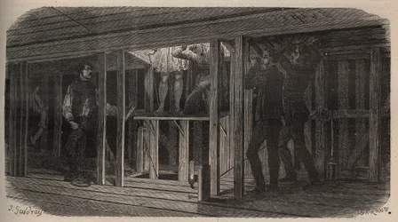 Trucos teatrales - tragar - grabado de 1875