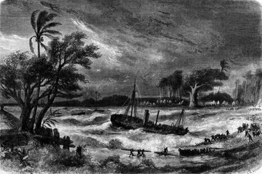 Ola de marea en Rufisque (Senegal) en el siglo XVIII