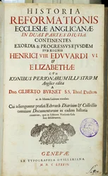 Página de título "Historia Reformationis Ecclesiae Anglicanae...", Ginebra