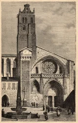 Catedral de Toulouse - Catedral de Saint-Etienne de Toulouse - (Saint Etienne) grabado en “PATRIE” - DESCRIPCIÓN PICTÓRICA DE FRANCIA EN 6 VOLÚMENES POR LUCIEN HUARD - finales del siglo XIX