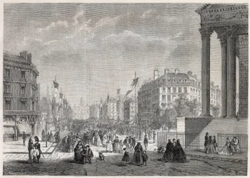 Transformaciones de París bajo el Segundo Imperio, París Haussmann: decoración del Boulevard Malesherbes, el día de su inauguración el 13 de agosto de 1861 - Grabado en "Le Monde Illustré"