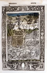 Triunfo de la muerte de Francesco Petrarca (Petrarca). Manuscrito del siglo XV