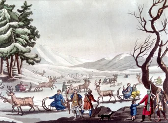 Tunguses, Siberia. Dibujo de Cartelli. Biblioteca de artes decorativas de París. “El traje antiguo y moderno”