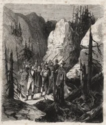 Patriota tirolés Andreas Hofer (1767-1810) siendo arrestado - El patriota tirolés Andreas Hofer (1767-1810) arrestado por las tropas italianas el 19/01/1810 - Grabado de 1879 en 