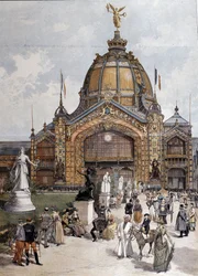 Exposición Universal, Cúpula Central en París - grabado de 1889