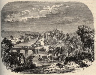 Uzerche - Corrèze - Francia - grabado en “PATRIE” - DESCRIPCIÓN PICTÓRICA DE FRANCIA EN 6 VOLÚMENES POR LUCIEN HUARD - finales del siglo XIX