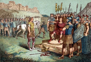 Vercingétorix, líder galo, se rindió a Julio César en 52 a.C.
