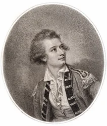 Vicente Lunardi, un aeronauta italiano, que realizó el primer ascenso en globo en Inglaterra el 14 de septiembre de 1784. Grabado de finales del siglo XVIII.