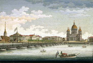 Vista desde el río Neva sobre la plaza de San Isaac y el puente de San Isaac, por Yegor Yakovlevich Vekler (1800-61)