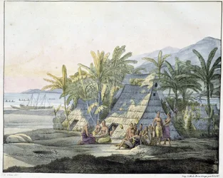 Vista en las Islas Sandwich - en “Vistas y Paisajes de las Regiones Ecuatoriales, Recogidos en un viaje alrededor del mundo”, s.d. principios del siglo XIX