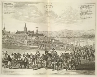 Vista de Benín. Procesión de nativos