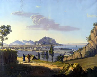 Vista de Palermo desde el Ermitaño del Convento de Santa María del Gesu. Pintura anónima del siglo XIX.