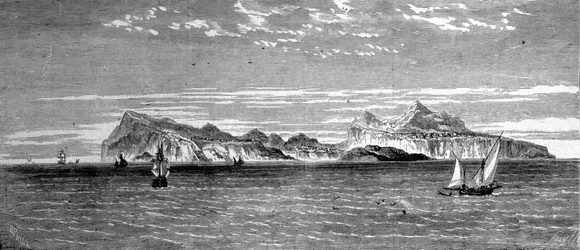 Vista de la Isla de Procida frente a Nápoles. Grabado del siglo XIX