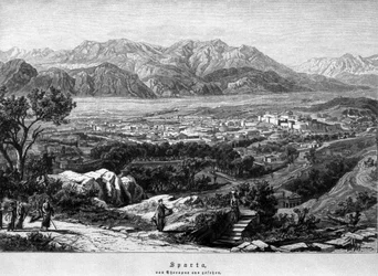 Vista de Esparta. Grabado del siglo XIX.