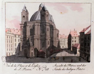 Vista de la Plaza de la Iglesia de San Pedro en Viena, Austria